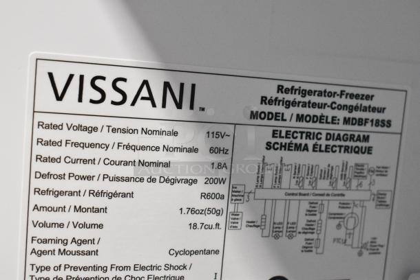 BRAND NEW SCRATCH AND DENT! Vissani MDBF18SS Stainless Steel Cooler w/ Freezer Drawer. 115 Volts, 1 Phase. Tested and Working! - Image 7 of 7
