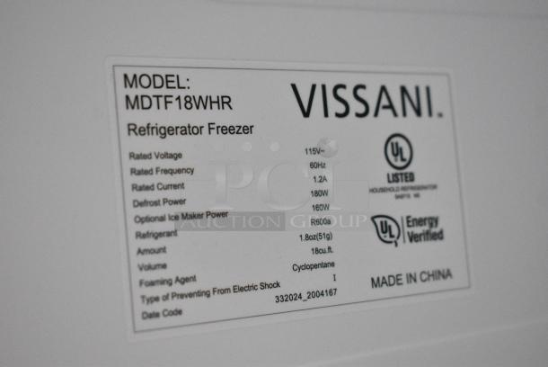 BRAND NEW SCRATCH AND DENT! Vissani MDTF18WHR Stainless Steel Cooler w/ Freezer. 115 Volts, 1 Phase. Tested and Working! - Image 11 of 11