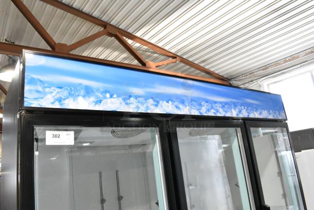 BRAND NEW SCRATCH AND DENT! 2024 Avantco 178GDC69HCB Metal Commercial 3 Door Reach In Cooler Merchandiser. 115 Volts, 1 Phase. Tested and Working! - Image 4 of 10