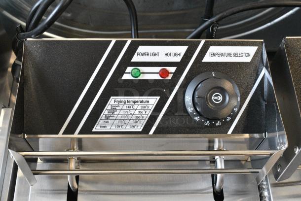 BRAND NEW SCRATCH AND DENT! 2024 EF-82 Stainless Steel Countertop Electric Powered 2 Bay Fryer w/ 2 Metal Fry Baskets and 2 Lids. 110 Volts, 1 Phase. - Image 3 of 8
