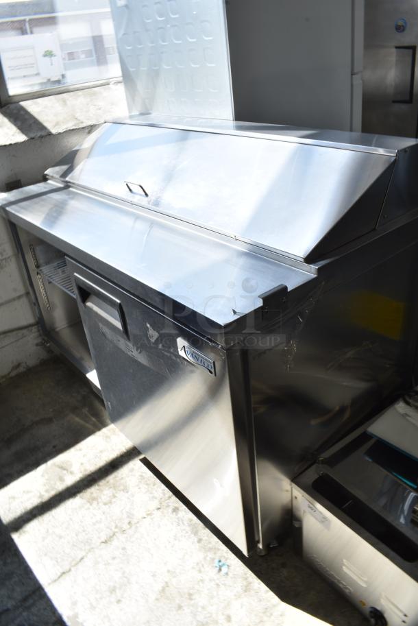 BRAND NEW SCRATCH AND DENT! 2024 Avantco 178APT61HC Stainless Steel Commercial Sandwich Salad Prep Table Bain Marie Mega Top on Commercial Casters. Missing Door. 115 Volts, 1 Phase. Tested and Working! - Image 3 of 13