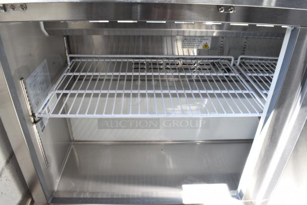 BRAND NEW SCRATCH AND DENT! 2024 Avantco 178APT61HC Stainless Steel Commercial Sandwich Salad Prep Table Bain Marie Mega Top on Commercial Casters. Missing Door. 115 Volts, 1 Phase. Tested and Working! - Image 8 of 13