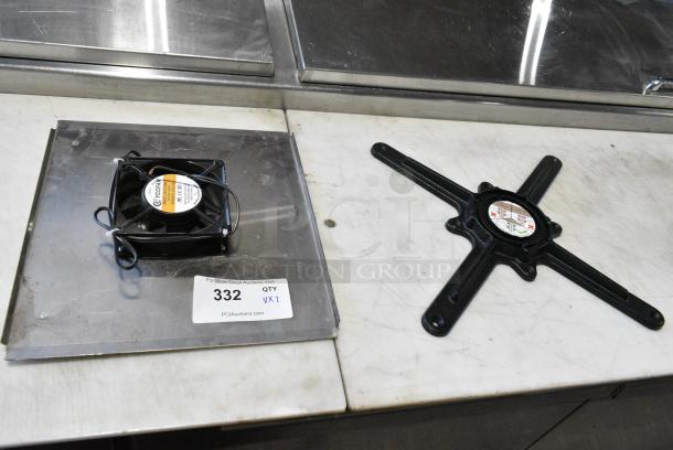 2 Items Including Cross Top Piece to Table Leg Column and Fan. 2 Times Your Bid! - Image 1 of 7