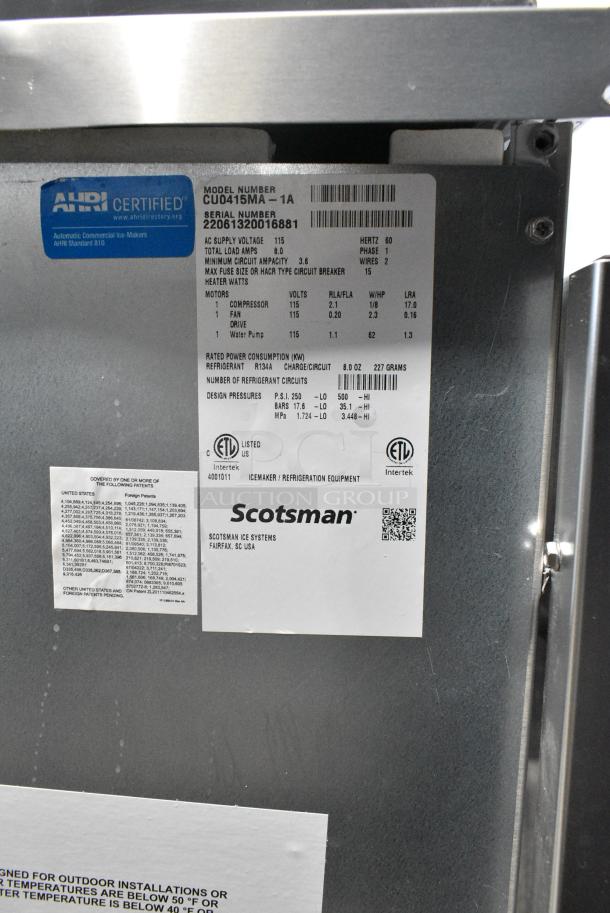 BRAND NEW SCRATCH AND DENT! 2022 Scotsman CU0415MA-1A Stainless Steel Commercial Undercounter Medium Cube Ice Machine - 58 lb. 115 Volts, 1 Phase. - Image 6 of 6