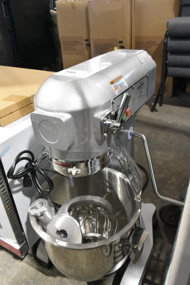 BRAND NEW SCRATCH AND DENT! 2024 Mainstreet 541CMIX20 Metal Commercial Countertop 20 Quart Planetary Dough Mixer w/ Stainless Steel Mixing Bowl, Bowl Guard, Dough Hook, Paddle and Whisk Attachments. 120 Volts, 1 Phase. Tested and Working! - Image 1 of 7