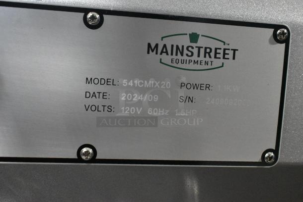 BRAND NEW SCRATCH AND DENT! 2024 Mainstreet 541CMIX20 Metal Commercial Countertop 20 Quart Planetary Dough Mixer w/ Stainless Steel Mixing Bowl, Bowl Guard, Dough Hook, Paddle and Whisk Attachments. 120 Volts, 1 Phase. Tested and Working! - Image 7 of 7