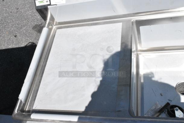 BRAND NEW SCRATCH AND DENT1`Regency 600S3242424C Stainless Steel 3 Bay L Shaped Sink w/ Dual Drain Boards. No Legs. - Image 6 of 7