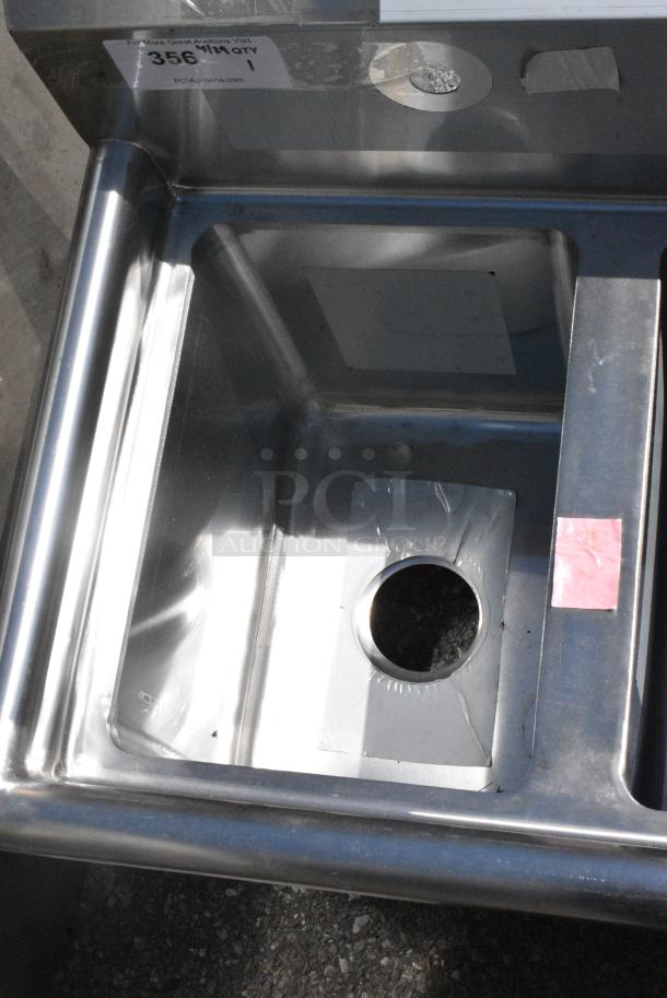 BRAND NEW SCRATCH AND DENT! Regency 600S2104 Stainless Steel Two Compartment Commercial Sink with Galvanized Steel Legs and without Drainboard - 10" x 14" x 12" Bowls. No Legs. - Image 4 of 5