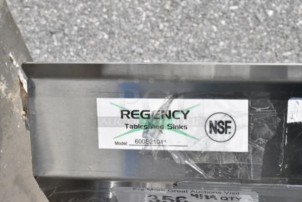 BRAND NEW SCRATCH AND DENT! Regency 600S2104 Stainless Steel Two Compartment Commercial Sink with Galvanized Steel Legs and without Drainboard - 10" x 14" x 12" Bowls. No Legs. - Image 5 of 5