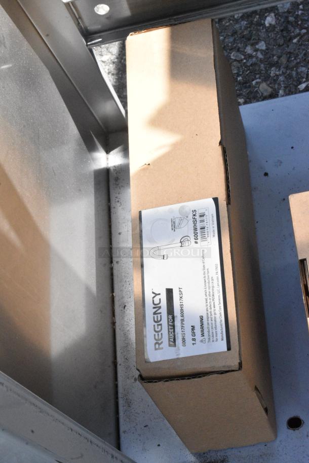 BRAND NEW SCRATCH AND DENT! Regency 600HS17FPB Stainless Steel Hands Free Hand Sink with Pedestal Base. - Image 4 of 5