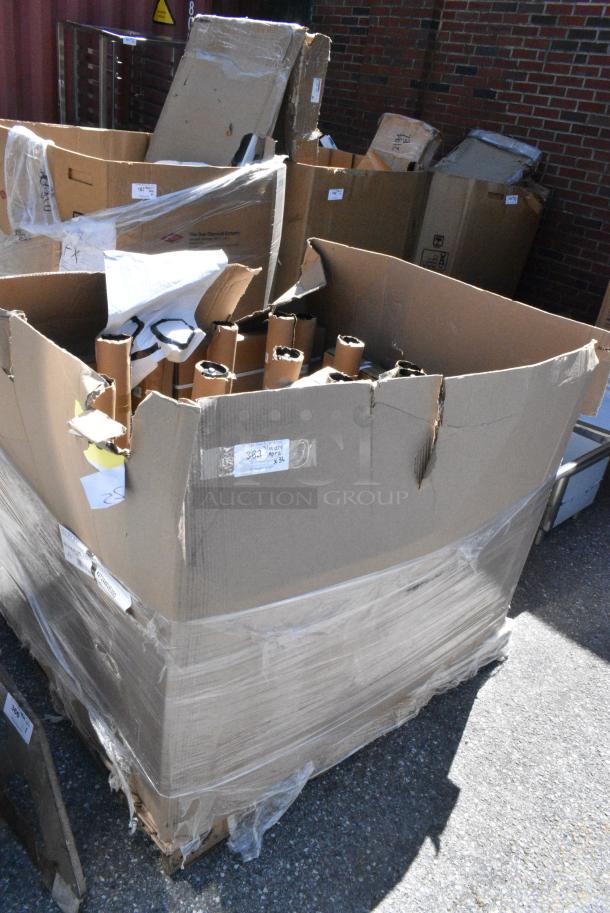 36 BRAND NEW SCRATCH AND DENT! Items Including 427TB2222 Lancaster Table & Seating Excalibur 22" x 22" Cross Outdoor Table Base Plate, 427TBCLRD325 Lancaster Table & Seating Excalibur 3" Standard Height Outdoor Table Base Column. 36 Times Your Bid! May Be Missing Pieces. - Image 1 of 7
