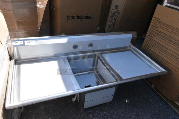 BRAND NEW SCRATCH AND DENT! Regency 600S11723224 Stainless Steel Single Bay Sink w/ Dual Drain Boards. No Legs. - Image 1 of 6