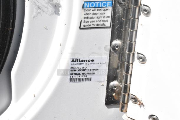 2 Alliance Speed Queen SFNLCFSP111TW01 Coin Operated Front Load Washer. 2 Times Your Bid! - Image 6 of 6