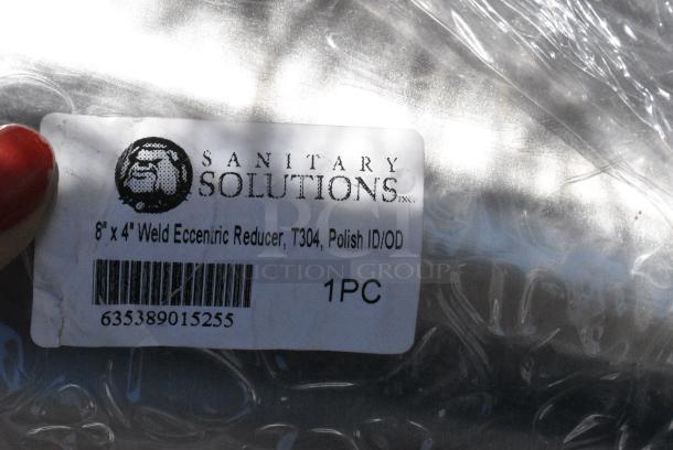BRAND NEW SCRATCH AND DENT! Sanitary Solutions 8"x4" Weld Eccentric Reducer - Image 4 of 7