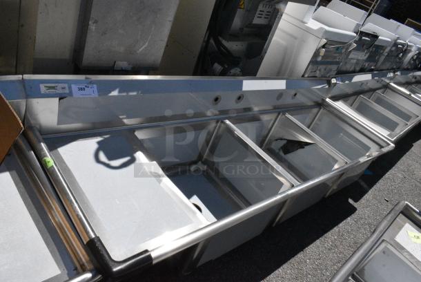 BRAND NEW SCRATCH AND DENT! Regency 600S3242418L Stainless Steel 3 Bay Sink w/ Left Side Drain Board. No Legs. - Image 1 of 7