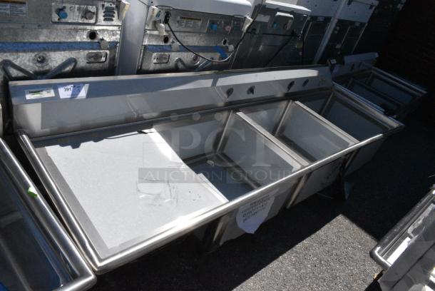 BRAND NEW SCRATCH AND DENT! Regency 600S3242424L Stainless Steel Commercial 3 Bay Sink w/ Left Side Drain Board. No Legs. - Image 1 of 8