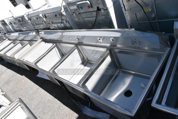 BRAND NEW SCRATCH AND DENT! Regency 600S3242424L Stainless Steel Commercial 3 Bay Sink w/ Left Side Drain Board. No Legs. - Image 2 of 8