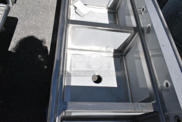 BRAND NEW SCRATCH AND DENT! Regency 600S3242424L Stainless Steel Commercial 3 Bay Sink w/ Left Side Drain Board. No Legs. - Image 5 of 8