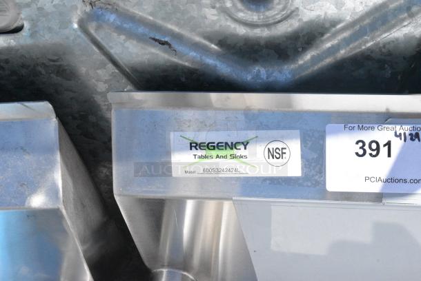 BRAND NEW SCRATCH AND DENT! Regency 600S3242424L Stainless Steel Commercial 3 Bay Sink w/ Left Side Drain Board. No Legs. - Image 8 of 8