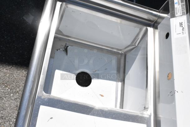 BRAND NEW SCRATCH AND DENT! Steelton 522CS11818R 38 3/4" 18-Gauge Stainless Steel One Compartment Commercial Sink with Right Drainboard - 18" x 18" x 12" Bowl. No Legs. - Image 4 of 5