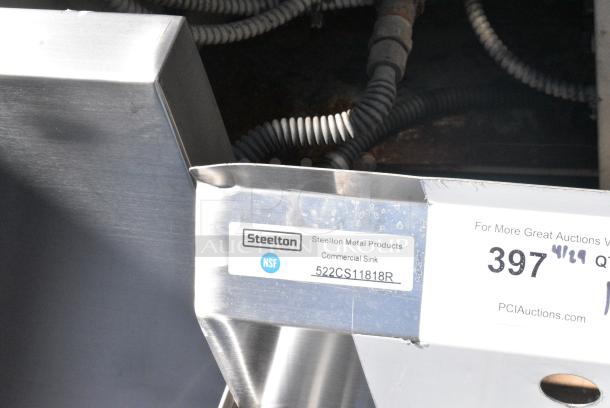BRAND NEW SCRATCH AND DENT! Steelton 522CS11818R 38 3/4" 18-Gauge Stainless Steel One Compartment Commercial Sink with Right Drainboard - 18" x 18" x 12" Bowl. No Legs. - Image 5 of 5