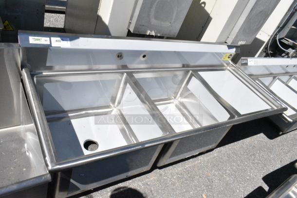 BRAND NEW SCRATCH AND DENT! Regency 600S2242424R Stainless Steel 2 Bay Sink w/ Right Side Drain Board. No Legs. - Image 1 of 6