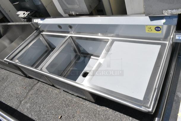 BRAND NEW SCRATCH AND DENT! Regency 600S2242424R Stainless Steel 2 Bay Sink w/ Right Side Drain Board. No Legs. - Image 2 of 6