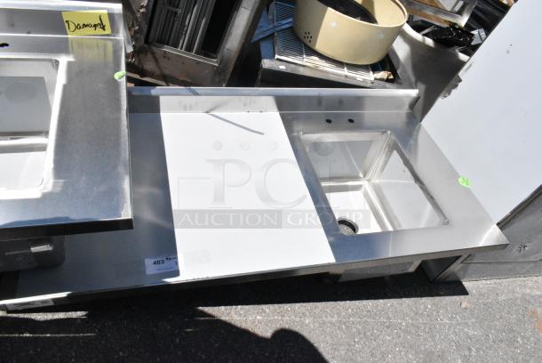 BRAND NEW SCRATCH AND DENT! Regency 600ST3060R 30" x 60" 16 Gauge Stainless Steel Work Table with Sink. No Legs. - Image 1 of 5