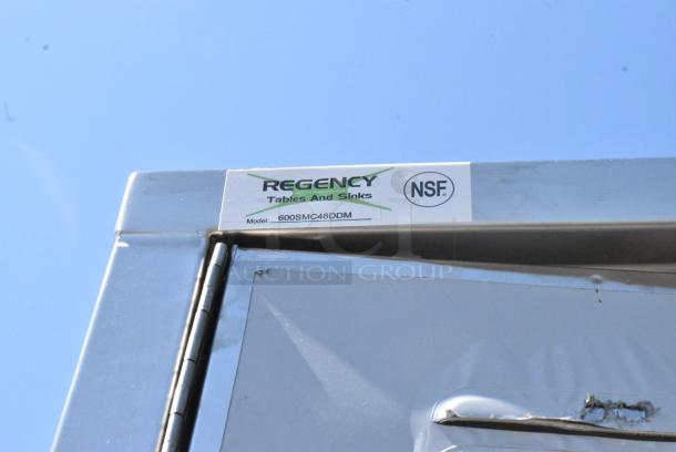 BRAND NEW SCRATCH AND DENT! Regency 600SMC48DDM 48" Stainless Steel Mop Sink Cabinet with Mat Holders - 38" x 16" x 6" - Image 3 of 3