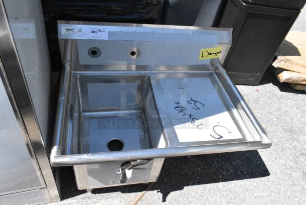 BRAND NEW SCRATCH AND DENT! Regency 600S1162018R Stainless Steel Single Bay Sink w/ Right Side Drain Board. No Legs. - Image 1 of 5