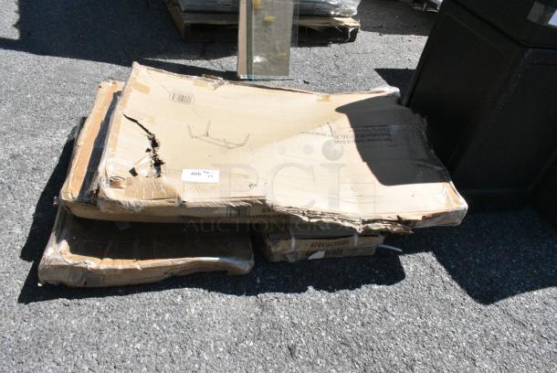 5 BRAND NEW SCRATCH AND DENT! Items Including 349MCM3048S Mid-Century 30" x 48" Black Standard Height Table Base, 2 Regency 600SLDD3028 Removable Locking Door Set for 18" x 30" x 33" Enclosed Base Utility Carts. 5 Times Your Bid! May Be Missing Pieces - Image 1 of 5