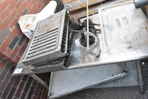 Stainless Steel Table w/ Metal Under Shelf and Contents Including Grease Hood Filters - Image 1 of 4
