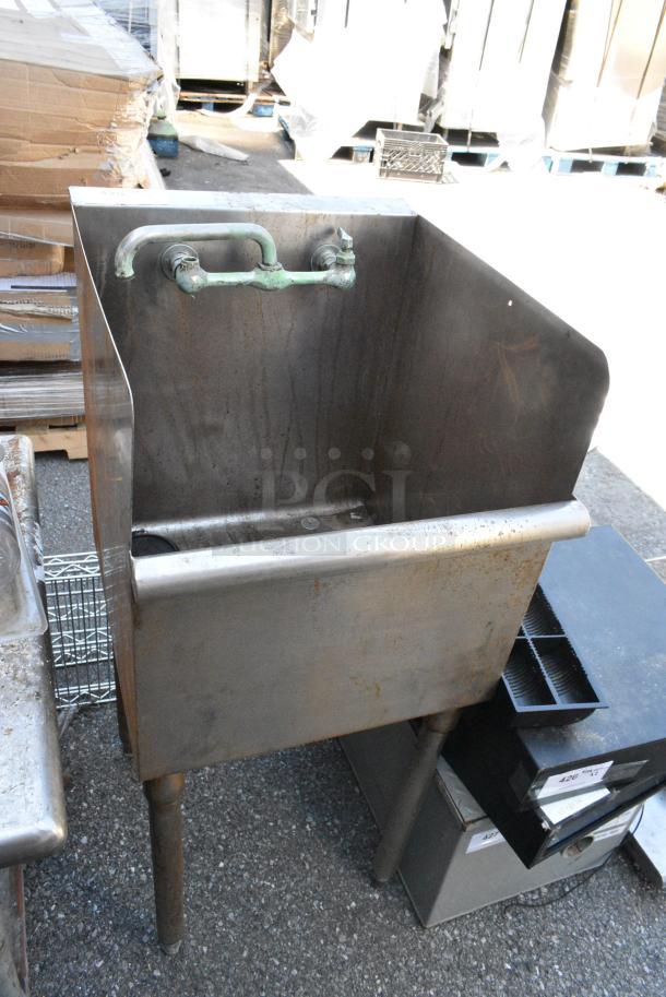 Stainless Steel Single Bay Sink w/ Faucet and Handles. - Image 1 of 4