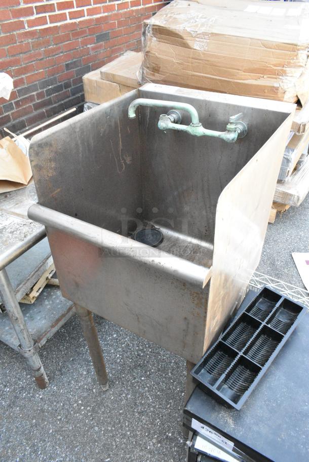 Stainless Steel Single Bay Sink w/ Faucet and Handles. - Image 2 of 4