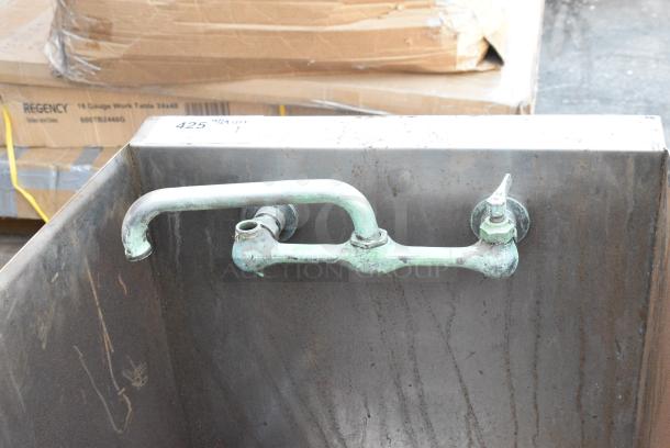 Stainless Steel Single Bay Sink w/ Faucet and Handles. - Image 3 of 4