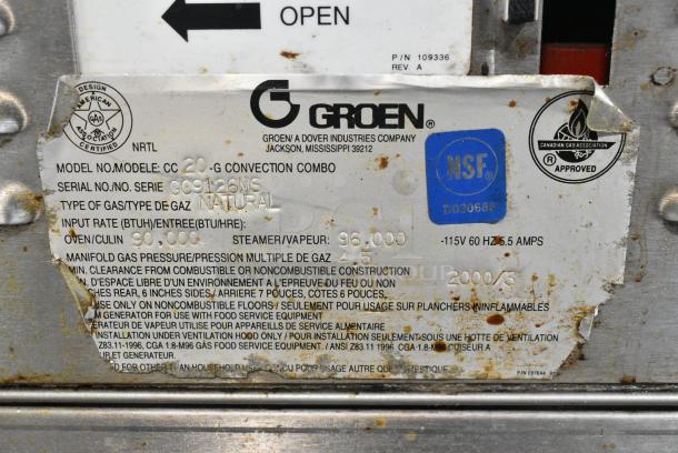 2 Groen CC20-G Stainless Steel Commercial Natural Gas Powered Convection Oven. 90,000 BTU. 2 Times Your Bid! - Image 8 of 8