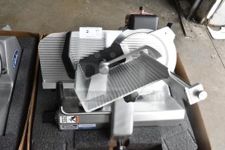 BRAND NEW SCRATCH AND DENT! 2021 Globe SG13-84 Metal Commercial Countertop Meat Slicer w/ Blade Sharpener. 110 Volts, 1 Phase. - Item #1184580