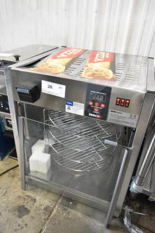 BRAND NEW SCRATCH AND DENT! ServIt 423PDW18D1 18" Full-Service Pizza Warmer with 4-Shelf Rotating Rack. 120 Volts, 1 Phase.