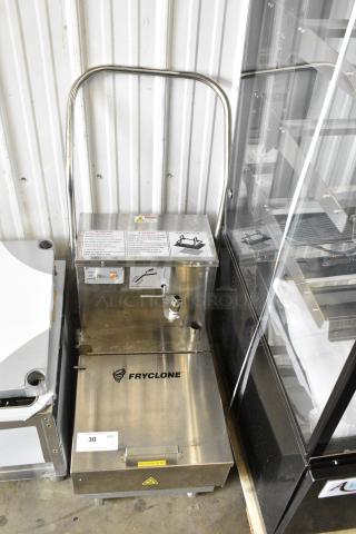BRAND NEW SCRATCH AND DENT! 2024 Fryclone 259OFM55 55 lb. Low-Profile Portable Fryer Oil Filter Machine with 2-Way Pump on Commercial Casters. 120 Volts, 1 Phase.