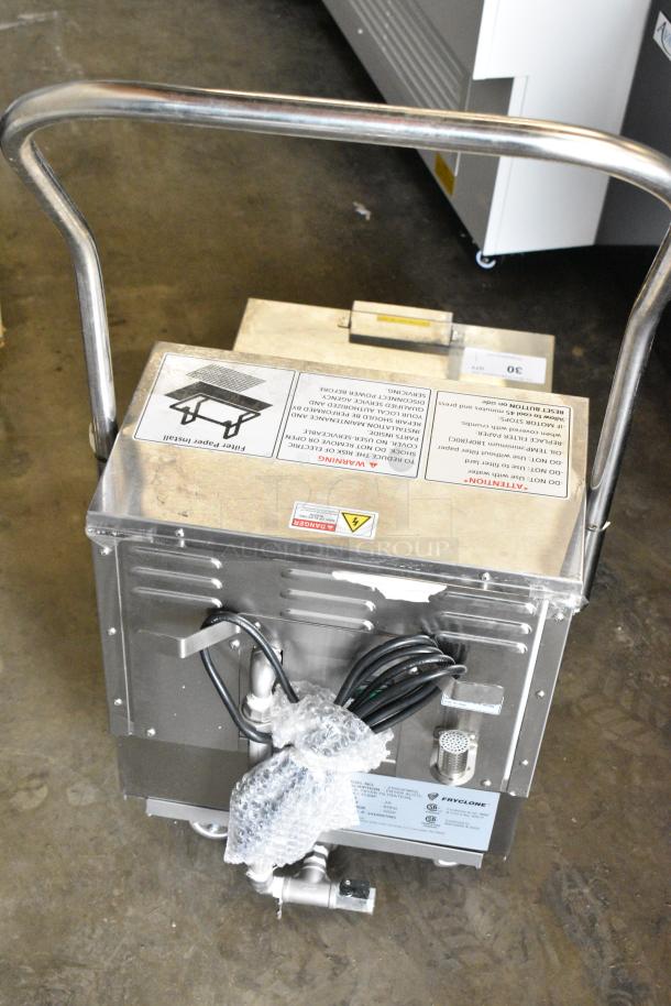 BRAND NEW SCRATCH AND DENT! 2024 Fryclone 259OFM55 55 lb. Low-Profile Portable Fryer Oil Filter Machine with 2-Way Pump on Commercial Casters. 120 Volts, 1 Phase. - Image 5 of 6