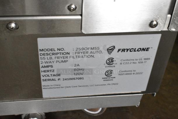 BRAND NEW SCRATCH AND DENT! 2024 Fryclone 259OFM55 55 lb. Low-Profile Portable Fryer Oil Filter Machine with 2-Way Pump on Commercial Casters. 120 Volts, 1 Phase. - Image 6 of 6