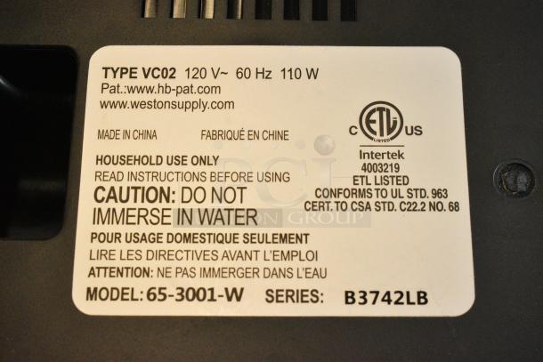 BRAND NEW SCRATCH AND DENT! Weston 65-3001-W External Vacuum Packaging Machine with 11 1/2" Seal Bar. 120 Volts, 1 Phase. Tested and Working! - Image 8 of 8