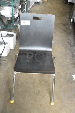 4 BRAND NEW SCRATCH AND DENT! Black Wooden Dining Height Chair on Chrome Finish Metal Legs. 4 Times Your Bid!