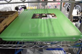 5 BRAND NEW SCRATCH AND DENT! San Jamar CB182412GN 6007815 Cut-N-Carry® 24" x 18" x 1/2" Green Cutting Board with Hook. 5 Times Your Bid!