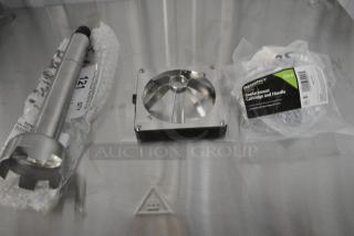 3 BRAND NEW SCRATCH AND DENT! Items Including Galaxy 177PIMBL9STK 9" Light-Duty Immersion Blender Shaft, 600HCCRD Regency Cold Faucet Body Cartridge with Handle for 600FD4, 600FD8, and 600FW4 Series Faucets, Redo Instacut 3.5 Blade Replacement. 3 Times Your Bid!