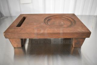 6 BRAND NEW SCRATCH AND DENT! Valor 825ULCOCETT1 9 3/4" x 6 1/2" x 2 1/2" Rubberwood Display Stand with Rustic Chestnut Finish. 6 Times Your Bid!