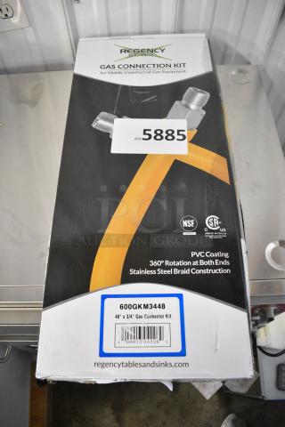 2 BRAND NEW SCRATCH AND DENT! Regency 600GKM3448 48" Mobile Gas Connector Hose Kit with 2 Elbows, Full Port Valve, Restraining Device, and Quick Disconnect - 3/4". 2 Times Your Bid!