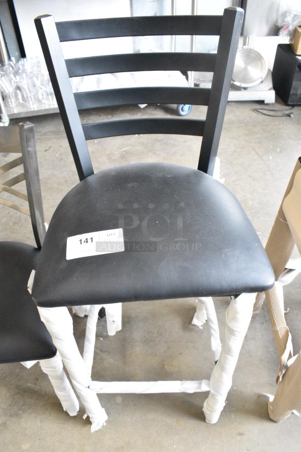3 BRAND NEW SCRATCH AND DENT! Items Including Silver Dining Height Cross Back Chair w/ Black Cushion, Black Ladder Back Bar Height Chair w/ Black Cushion and Wooden Ladder Back Chair Frame. 3 Times Your Bid! - Image 3 of 10