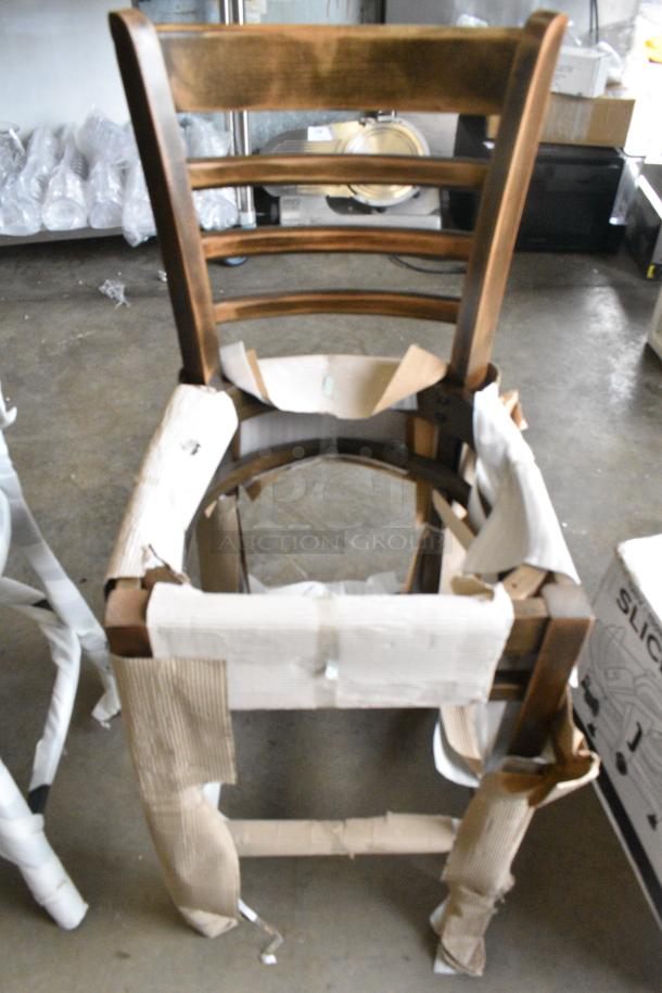 3 BRAND NEW SCRATCH AND DENT! Items Including Silver Dining Height Cross Back Chair w/ Black Cushion, Black Ladder Back Bar Height Chair w/ Black Cushion and Wooden Ladder Back Chair Frame. 3 Times Your Bid! - Image 4 of 10