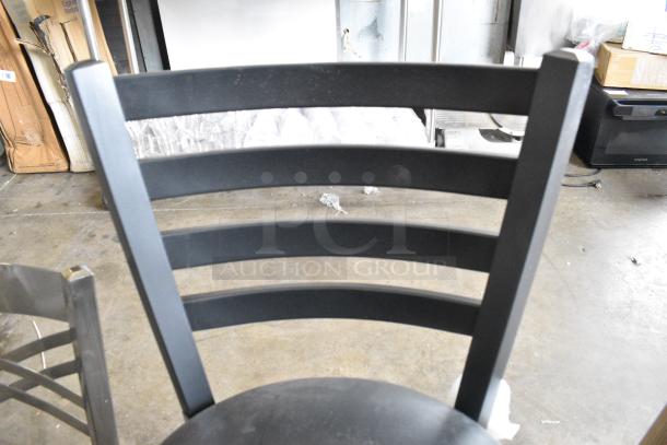 3 BRAND NEW SCRATCH AND DENT! Items Including Silver Dining Height Cross Back Chair w/ Black Cushion, Black Ladder Back Bar Height Chair w/ Black Cushion and Wooden Ladder Back Chair Frame. 3 Times Your Bid! - Image 7 of 10